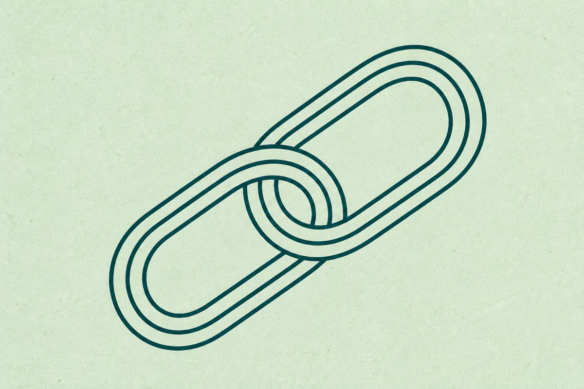 Abstract illustration of two interlocking chain links