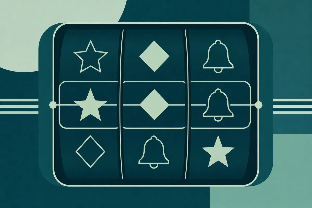 Abstract illustration of a slot machine reel with geometric symbols